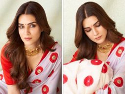 Kriti Sanon exudes a delightful floral charm in a red and white Raw Mango saree