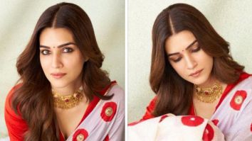 Kriti Sanon exudes a delightful floral charm in a red and white Raw Mango saree