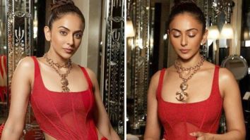 Rakul Preet Singh sets hearts on fire with her stunning sizzling red corset blouse and skirt