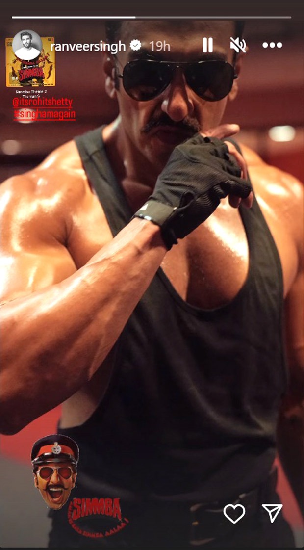 Ranveer Singh teases muscular look on set of Singham Again; see pic