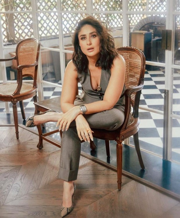 Kareena Kapoor stuns in a chic brown waistcoat and pant ensemble, epitomizing effortless elegance
