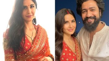 Katrina Kaif stuns in a vibrant red and orange saree as she and Vicky Kaushal celebrate Karwa Chauth