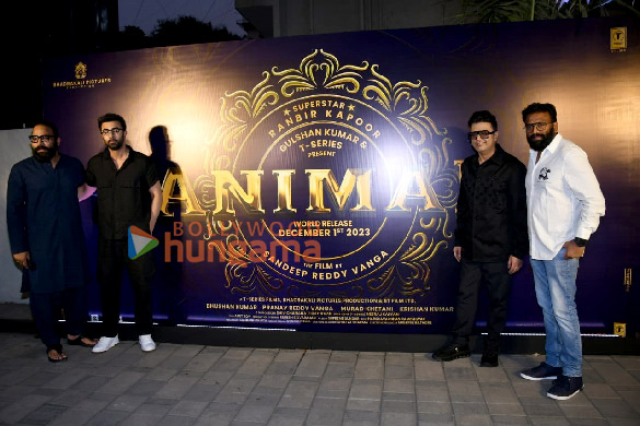photos ranbir kapoor rashmika mandanna sandeep reddy vanga and bhushan kumar snapped at animal trailer preview 5
