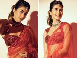 Pooja Hegde is spicing things up in red sheer saree this festive season