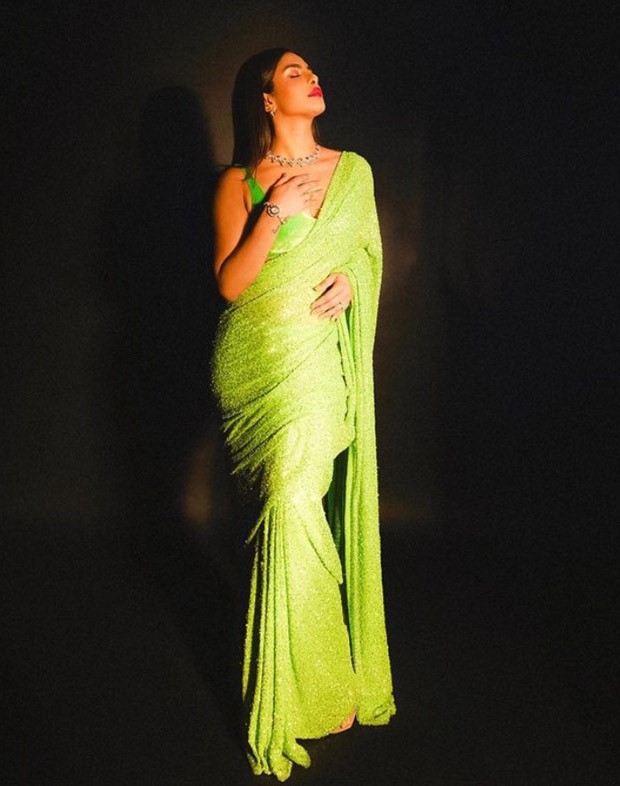 Priyanka Chopra redefines glamour in a mesmerizing lime green sequin saree by Sabyasachi