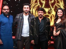 Ranbir Kapoor, Rashmika Mandanna pose with Nandamuri Balakrishna as Animal team promotes film on Unstoppable with NBK; see pics Ranbir Kapoor, Rashmika Mandanna pose with Nandamuri Balakrishna as Animal team promotes film on Unstoppable with NBK; see pics