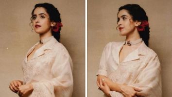 Sanya Malhotra epitomizes ethereal grace in an ivory saree with roses adorning her hair for Sam Bahadur trailer launch