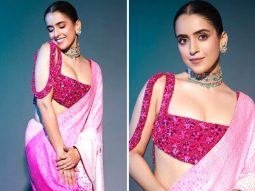 Sanya Malhotra turns into a desi festive barbie wearing a pink sequin Manish Malhotra saree