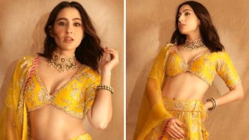 Sara Ali Khan spreads her warm festive cheer in her Rs 1.55 Lakh yellow embroidered Gopi Vaid Lehenga