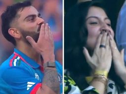 Virat Kohli exchanges flying kisses with Anushka Sharma after his historic 50th ODI century in World Cup 2023 semi-finals; she calls him “god’s child”
