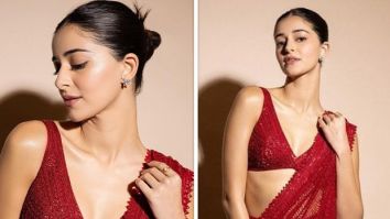 Ananya Panday is spicing things up this festive season in red saree by Ritika Mirchandani