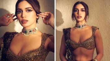 Bhumi Pednekar shines in a glamorous gold Manish Malhotra saree, effortlessly stealing the spotlight