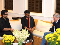 Chiranjeevi and Ram Charan meet Netflix CEO Ted Sarandos in Hyderabad