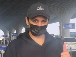 Huma Qureshi poses for paps in a black hoodie and cap