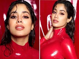 Janhvi Kapoor spreads festive cheer in a red latex dress, delivering season’s greetings with style