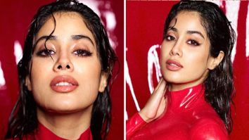 Janhvi Kapoor spreads festive cheer in a red latex dress, delivering season’s greetings with style