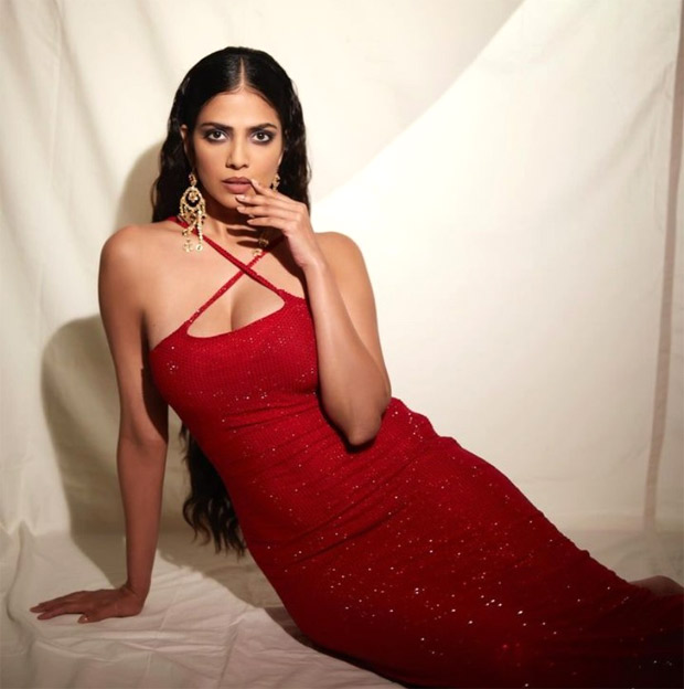 Malavika Mohanan dazzles in a red shimmer gown, casting a spell of Christmas glamour and style