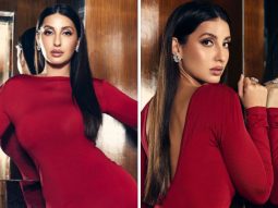 Nora Fatehi looks party ready for the season in a stunning red bodycon gown