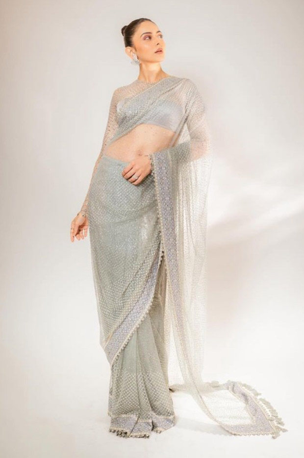 Rakul Preet Singh shines brighter than the stars in silver embellished Tarun Tahiliani saree