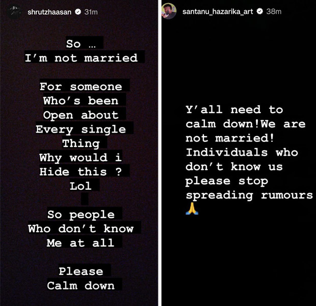 Shruti Haasan and Santanu Hazarika clarify on marriage rumours after Orry refers to latter as her husband