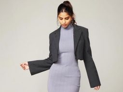 Suhana Khan slays in a blue bodycon dress effortlessly elevated by a chic black cropped blazer