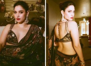 Tamannaah Bhatia adds glamour to Randeep Hooda and Lin Laishram’s wedding reception in stunning black floral saree by Anita Dongre