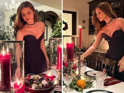 Tara Sutaria elevated her Christmas gathering into a fashion spectacle with a stunning appearance in a chic black strapless dress