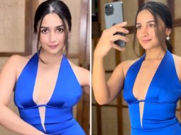 Alia Bhatt takes a fashionable turn in a chic blue satin midi dress worth Rs.1.51 lakh for Animal success party