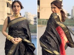 Bhumi Pednekar exudes traditional Maharashtrian charm as she gracefully adorns a black and gold silk saree, complemented by an elegant nath