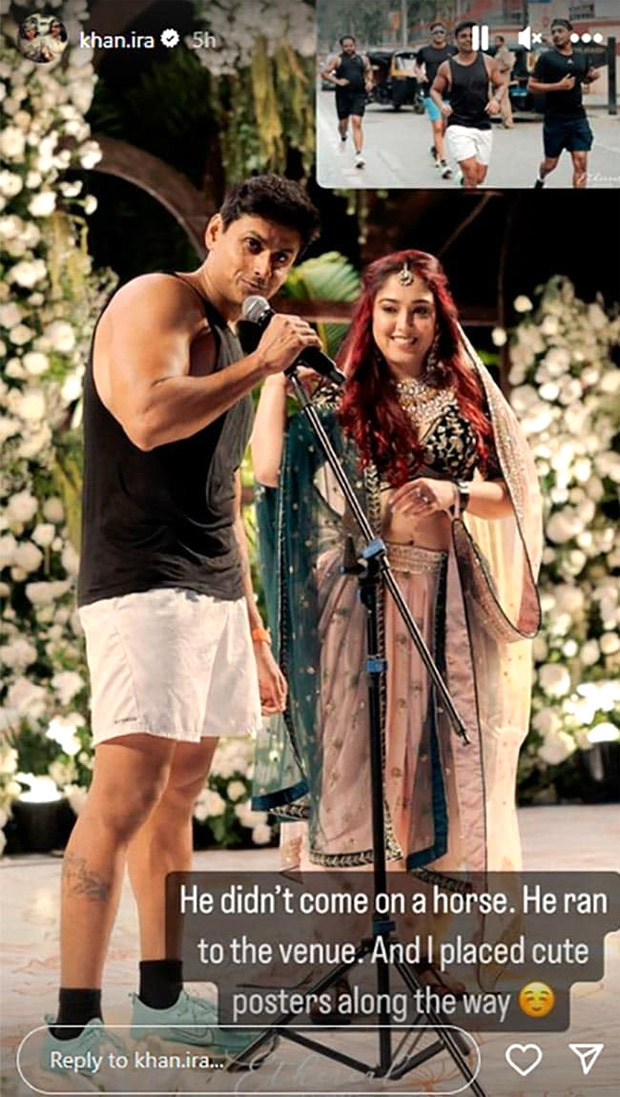 Ira Khan shares her quirky touch to Nupur Shikhare’s jogging wedding entrance; says, “I placed cute posters along the way.”