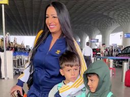 Kashmera Shah gets clicked with kids at the airport