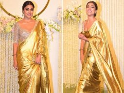 Shriya Saran is all things golden in a gorgeous silk saree
