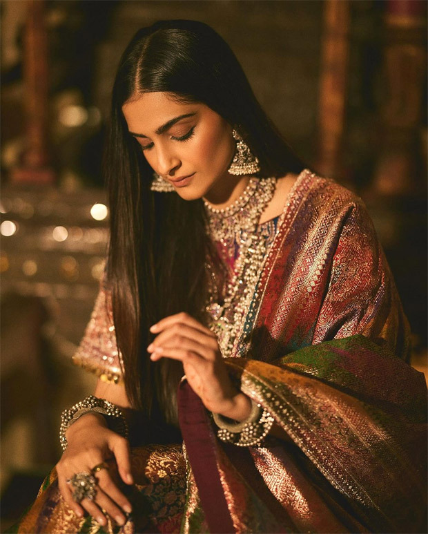 Sonam Kapoor looks opulent in outfit made from vintage Banarasi saree with antique embroidery and jewellery – a fusion of history and style Sonam Kapoor looks opulent in outfit made from vintage Banarasi saree with antique embroidery and jewellery – a fusion of history and style