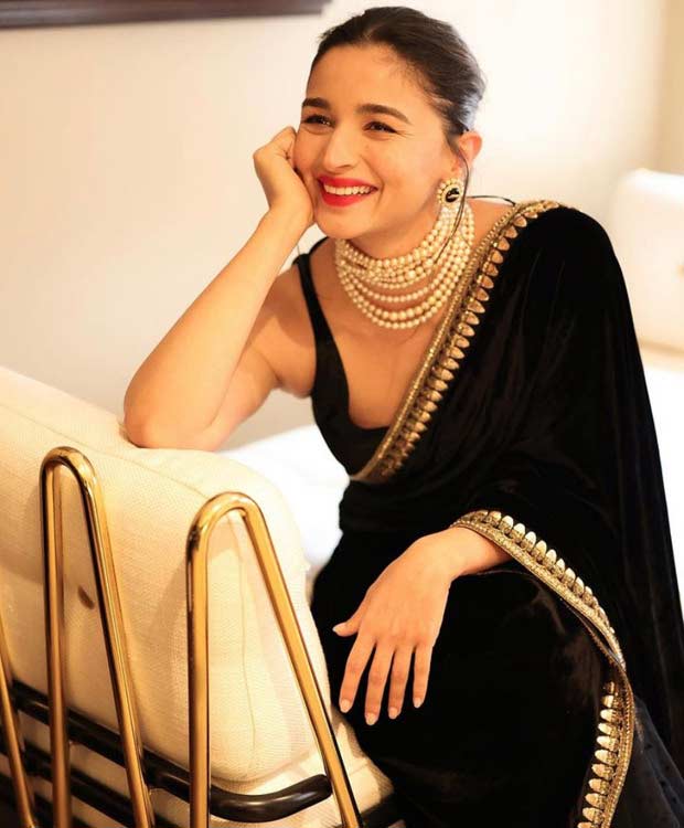 Alia Bhatt takes over London in black velvet Sabyasachi saree for Poacher screening