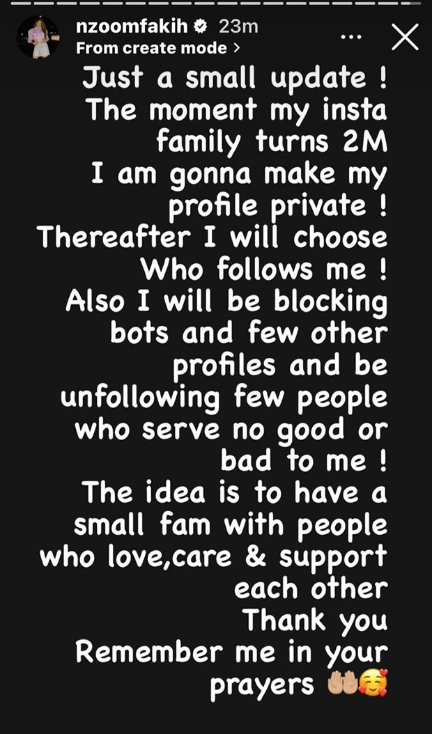 Anjum Fakih wants to make her Instagram account private; says, “The moment my Insta family turns 2M I am gonna make my profile private”
