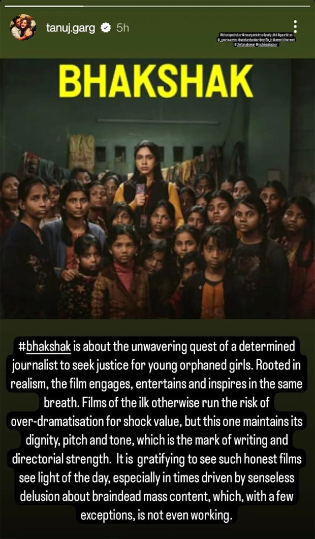Bhumi Pednekar's sister Samiksha reviews Bhakshak You’ve outdone yourself and we are so proud of you