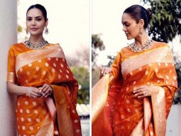 Esha Gupta gracefully embraces tradition in a stunning mango-orange saree at the Chitra Bharti Film Festival