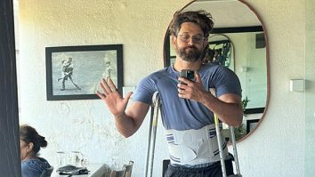 Hrithik Roshan pens thoughtful note on “Male strength” after an injury; poses in crutches