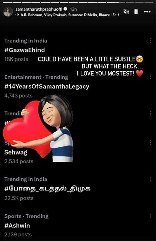 Samantha Ruth Prabhu receives best wishes from Jawan team Nayanthara and Atlee as she completes 14 years in Indian Cinema