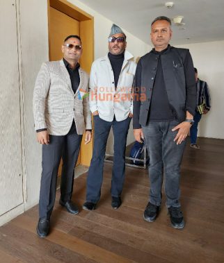 Photos: Jackie Shroff, director Shravan Tiwari and producer Sandip Patel address the media in Ahmedabad after Two Zero One Four shoot