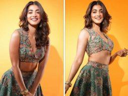 Pooja Hegde is setting the trendiest wedding guest style goals in a green floral Mrunalini Rao lehenga