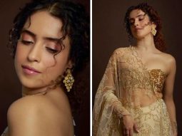 Sanya Malhotra glistens like gold in gold & white saree for Dadasaheb Phalke International Film Festival Awards