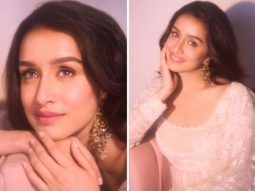Shraddha Kapoor appears enchantingly divine in an exquisite white Anarkali suit adorned with intricate embroidery