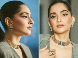Sonam Kapoor shines in chic elegance at the jewellery event, donning a striking black tube top and flowing pleated skirt