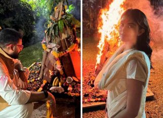 Abhishek Bachchan and Navya Naveli Nanda share glimpses of Holika Dahan at the Bachchan household; see pics