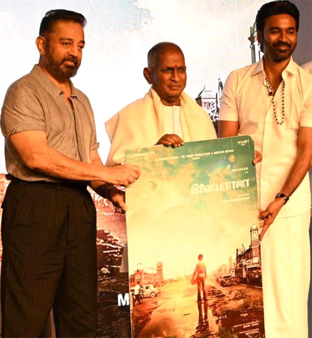 BREAKING Kamal Haasan launches exciting, RETRO-style poster of Dhanush-starrer Illaiyaraaja at a memorable event in Chennai