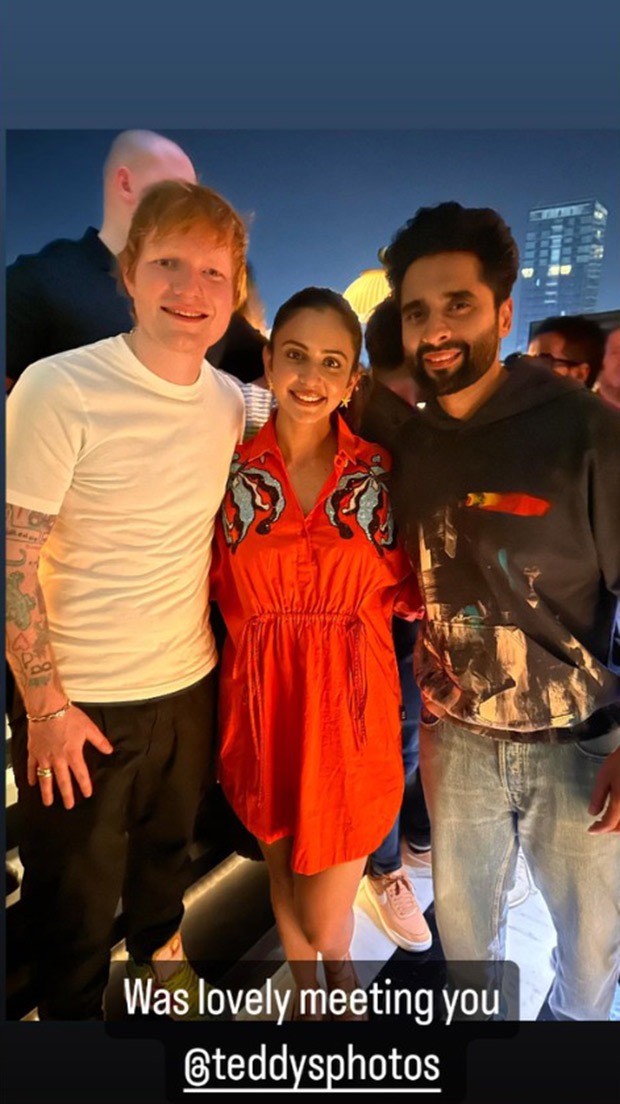 Ed Sheeran meets newlyweds Rakul Preet Singh and Jackky Bhagnani; see pic