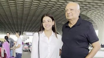 Father-daughter duo! Kajal Aggarwal strikes a pose with her dad at the airport