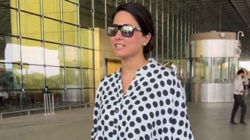 Hina Khan sports an oversized polka dot shirt at the airport