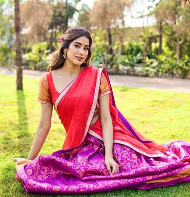 Janhvi Kapoor's birthday outfit was a stunning red and purple saree in Tirumala